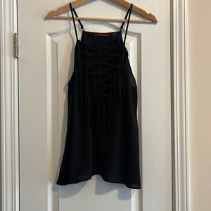 Buckle Black Fringe Tank Top